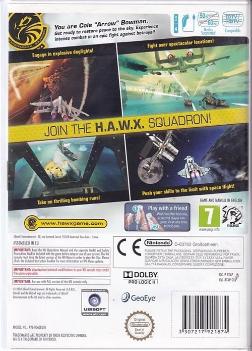 Tom Clancys HAWX 2 - Nintendo Wii (B Grade) (Genbrug)
